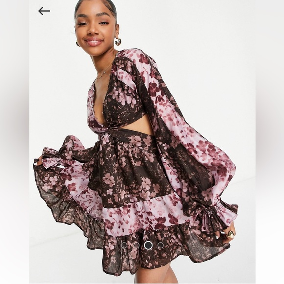 ASOS MINI DRESS FLORAL PRINT - Picture 4 of 4